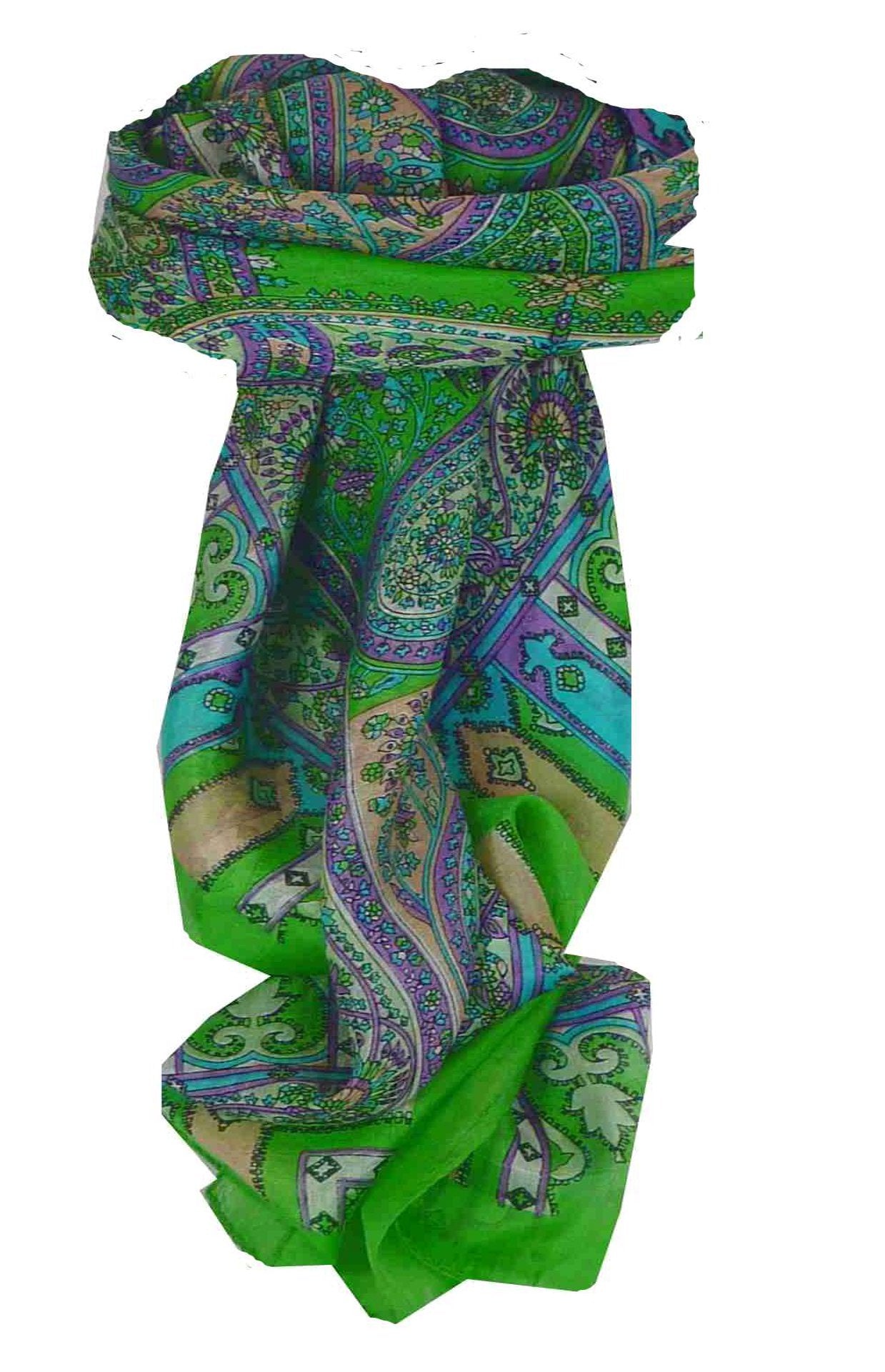Tradizionale Sciarpa Quadrata di Seta Aimee Lime di Pashmina & Silk