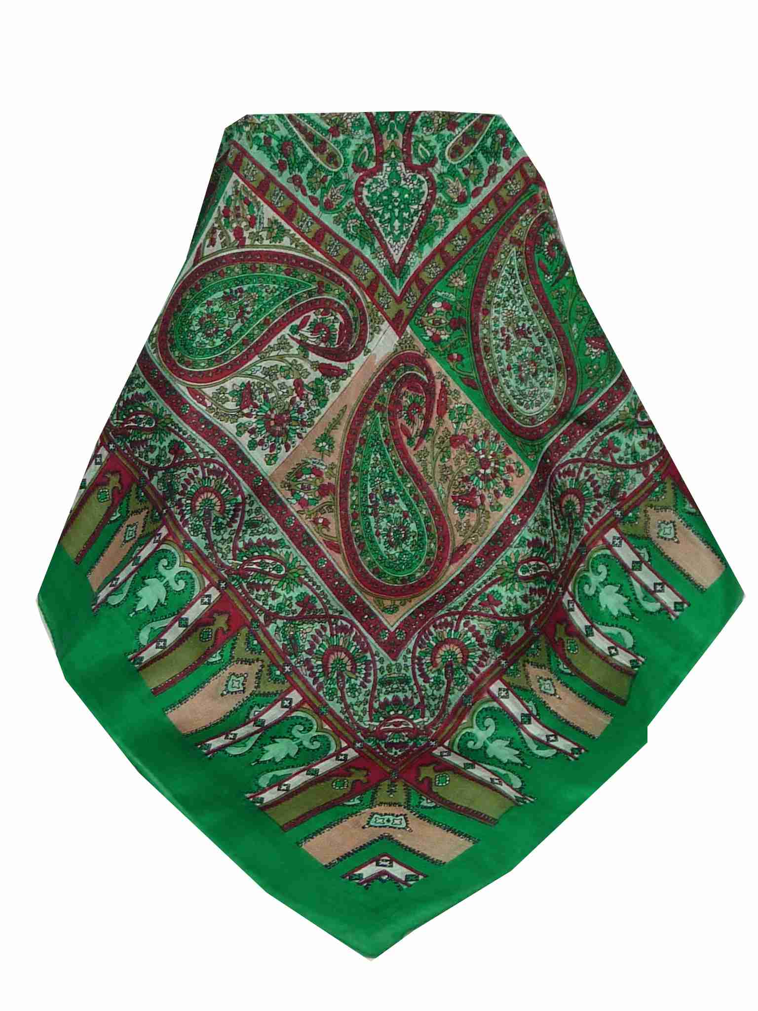 Tradizionale Sciarpa Quadrata di Seta Aimee Green di Pashmina & Silk