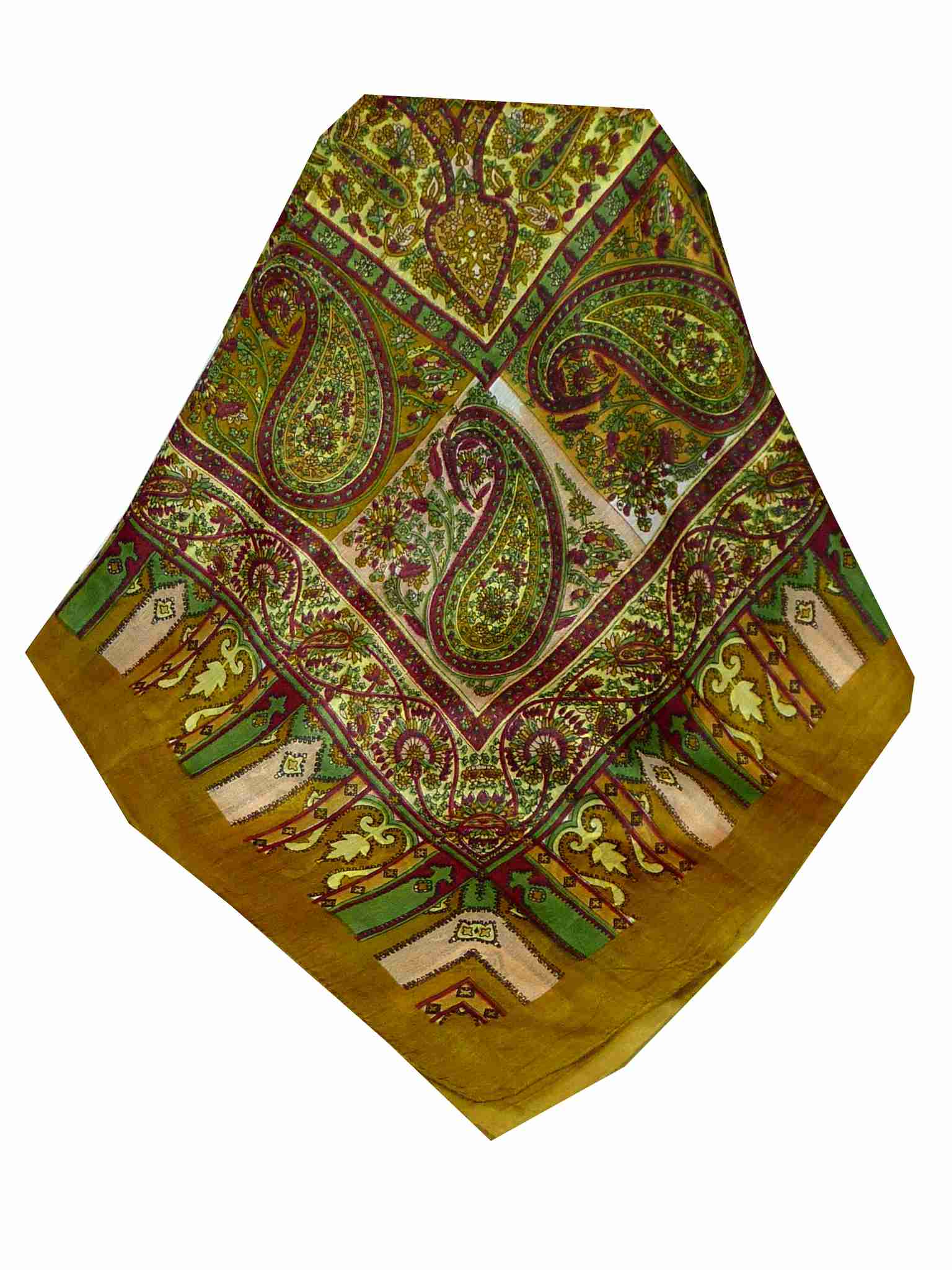 Tradizionale Sciarpa Quadrata di Seta Aimee Gold di Pashmina & Silk