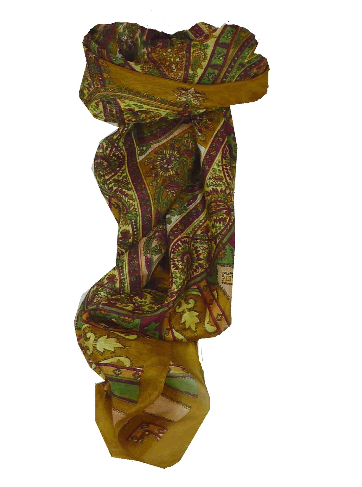 Tradizionale Sciarpa Quadrata di Seta Aimee Gold di Pashmina & Silk