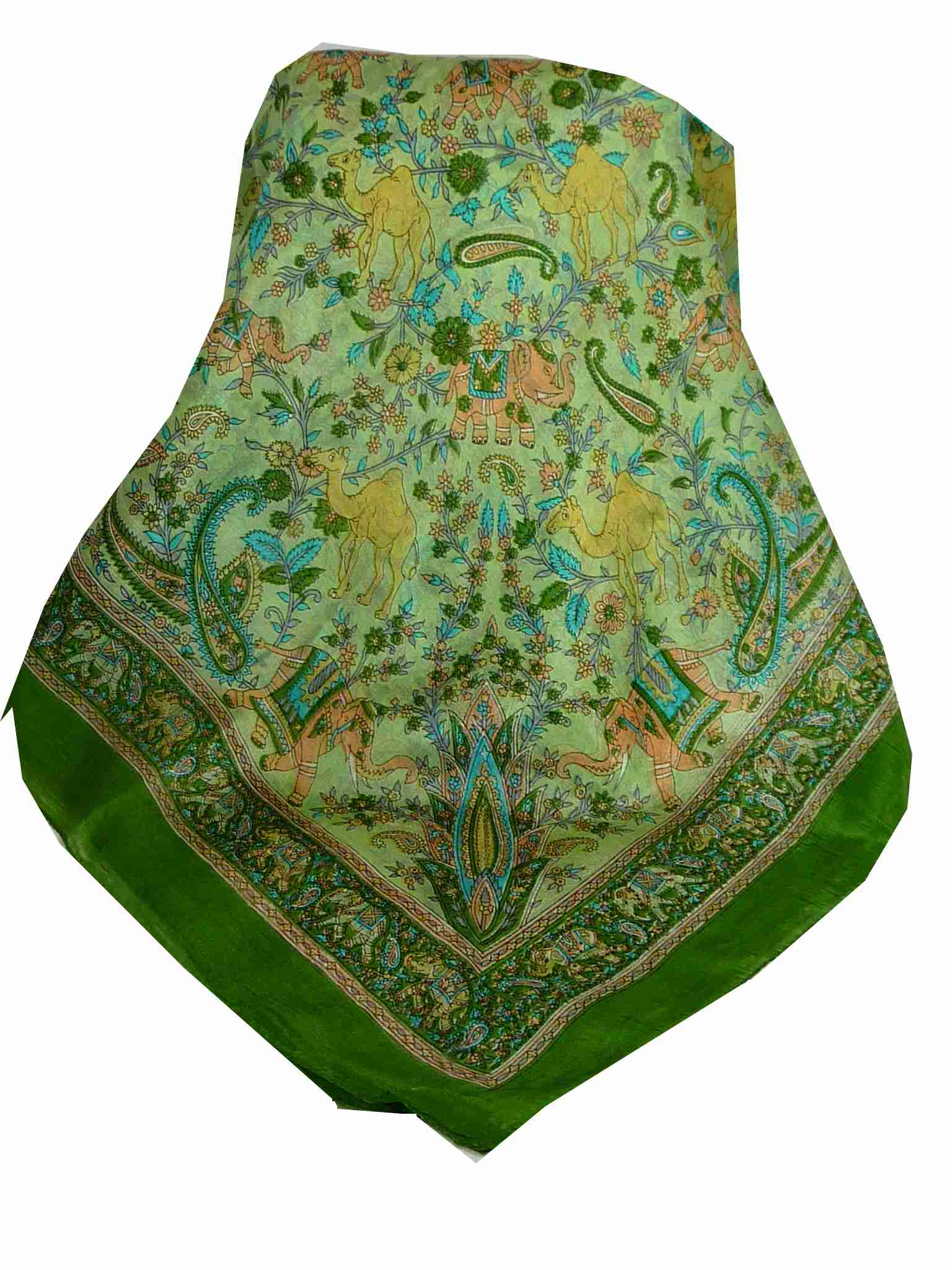 Mulberry Silk Traditional Square Scarf Abhan Sage by Pashmina & Silk
