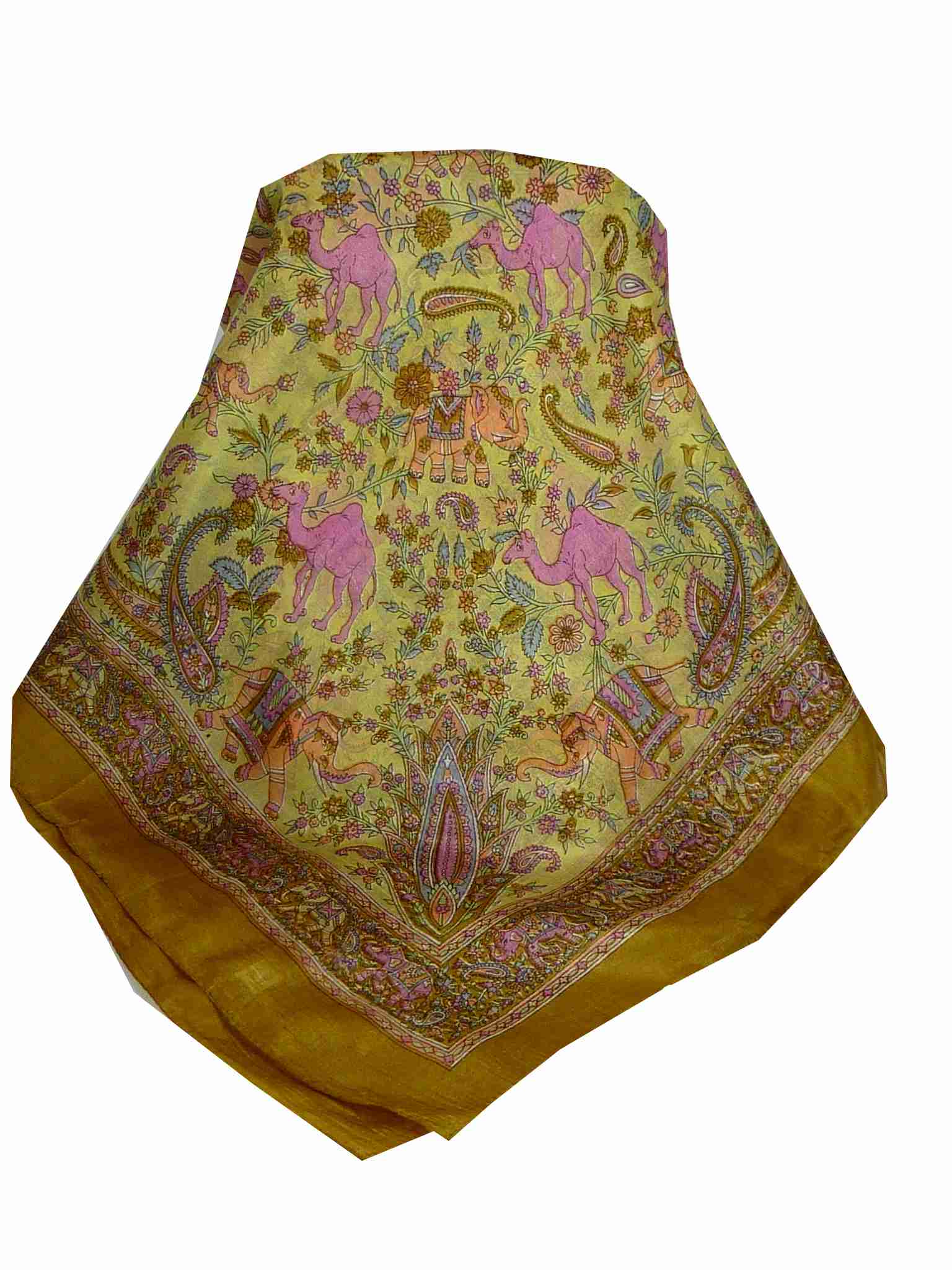 Mulberry Silk Traditional Square Scarf Abhan Caramel by Pashmina & Silk