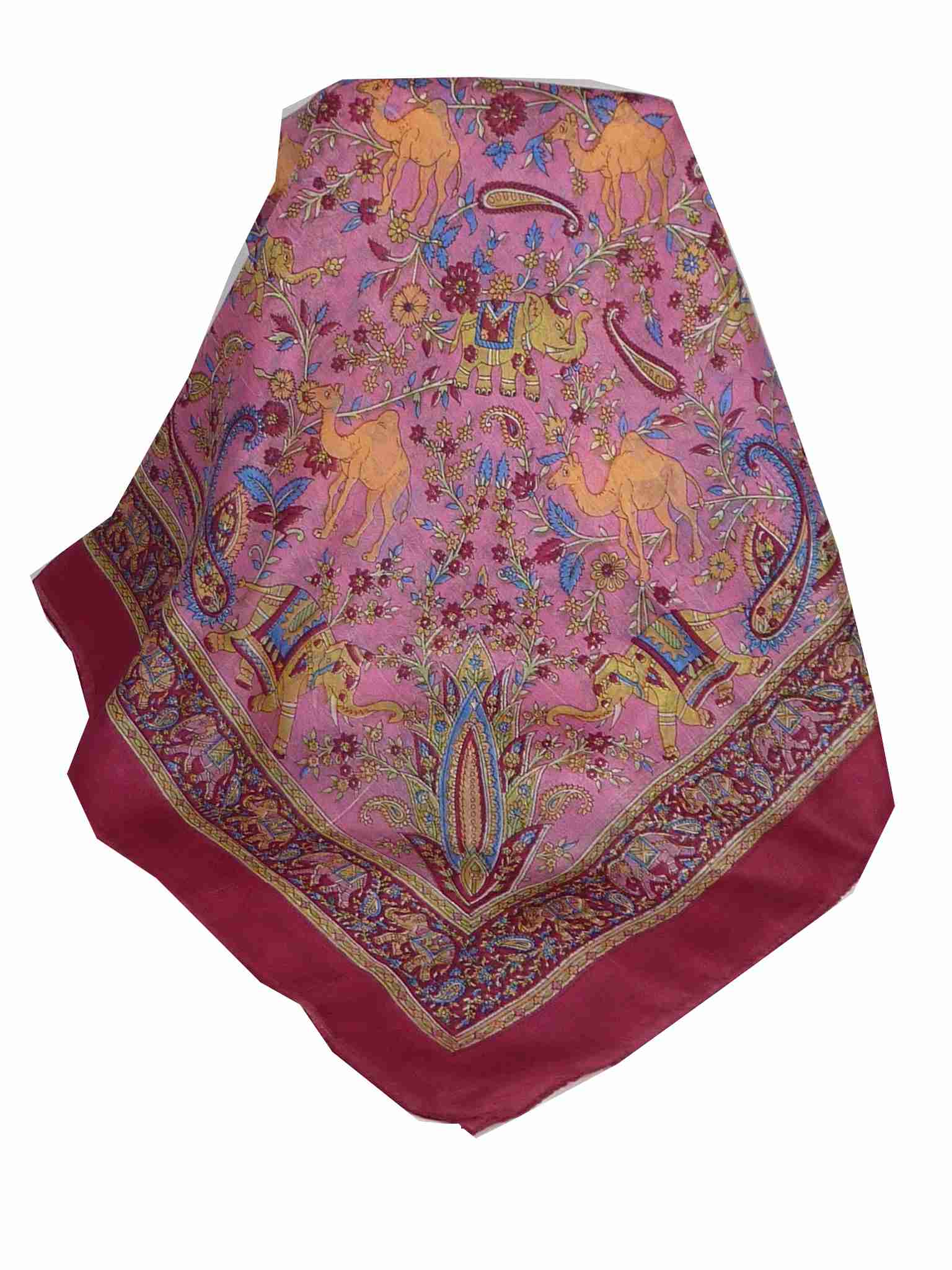 Mulberry Silk Traditional Square Scarf Abhan Carmine by Pashmina & Silk