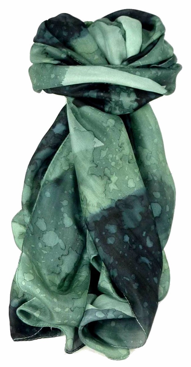 Per Uomo Sciarpa Seta di Gelso Dipinto a Mano Charcoal Classic da Pashmina & Silk