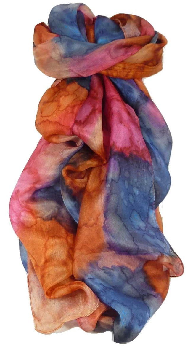 Sciarpa Lunga Classic Seta di Gelso Dipinto a Mano Iris da Pashmina & Silk