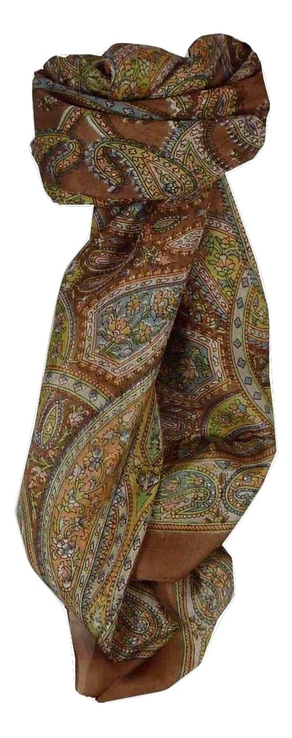 Mulberry Silk Traditional Square Scarf Corat Copper by Pashmina & Silk