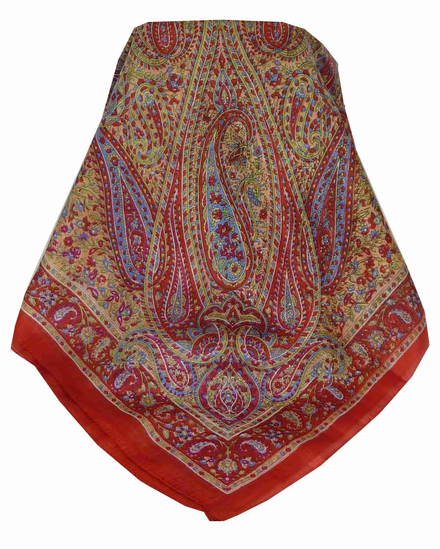 Tradizionale Sciarpa Quadrata di Seta Mithi Flame di Pashmina & Silk
