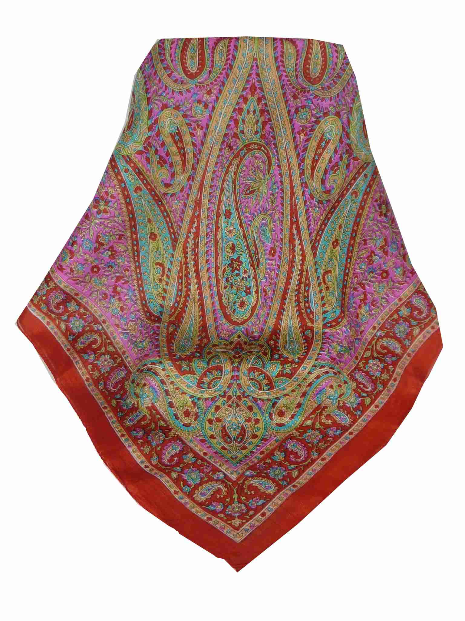 Tradizionale Sciarpa Quadrata di Seta Mithi Red di Pashmina & Silk
