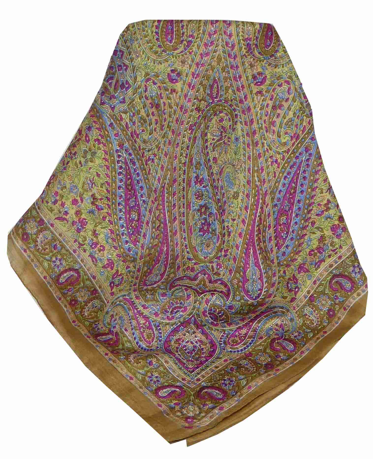 Tradizionale Sciarpa Quadrata di Seta Mithi Caramel di Pashmina & Silk