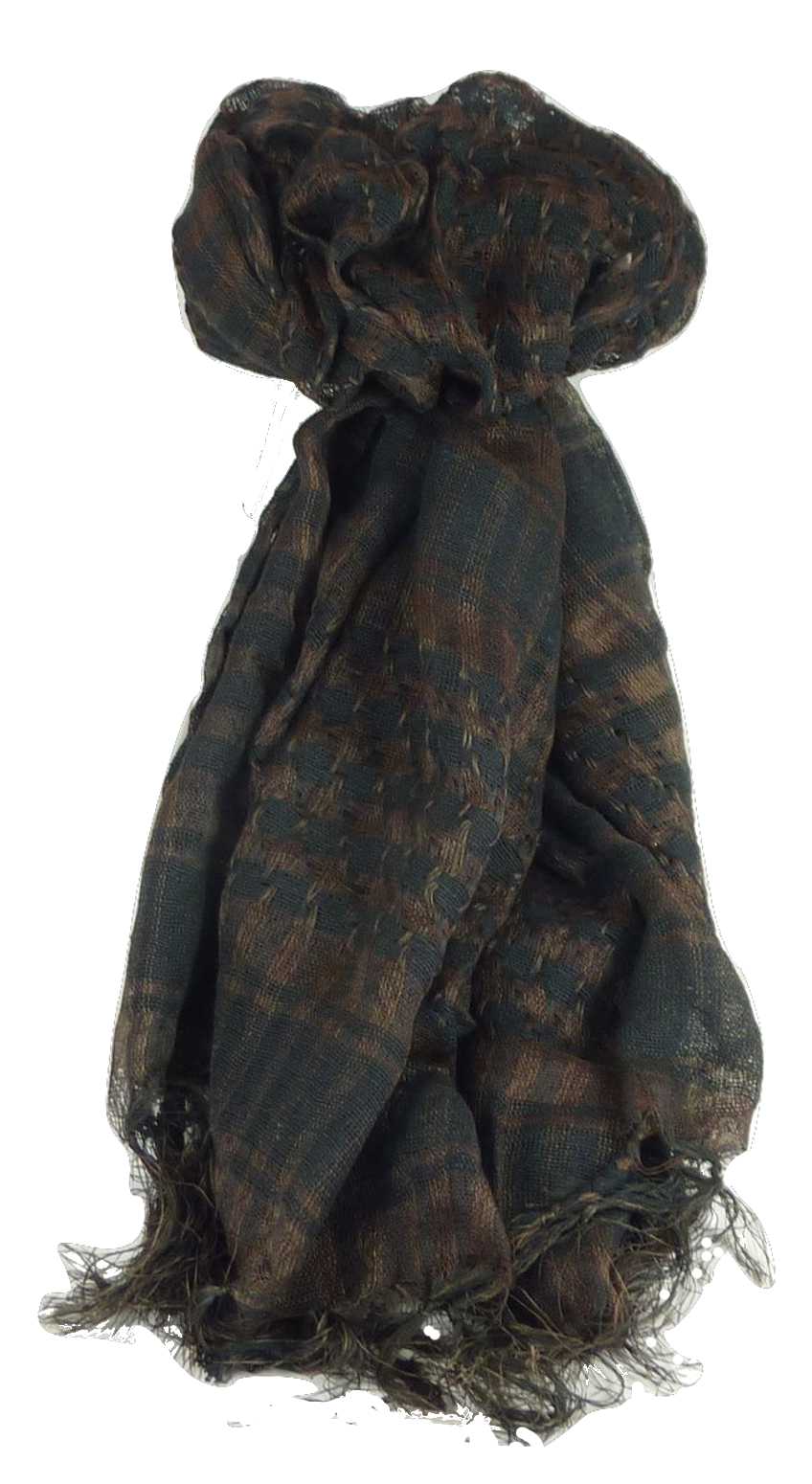 Keffiyeh Arab Grid Scarf Black & Brown by Pashmina & Silk