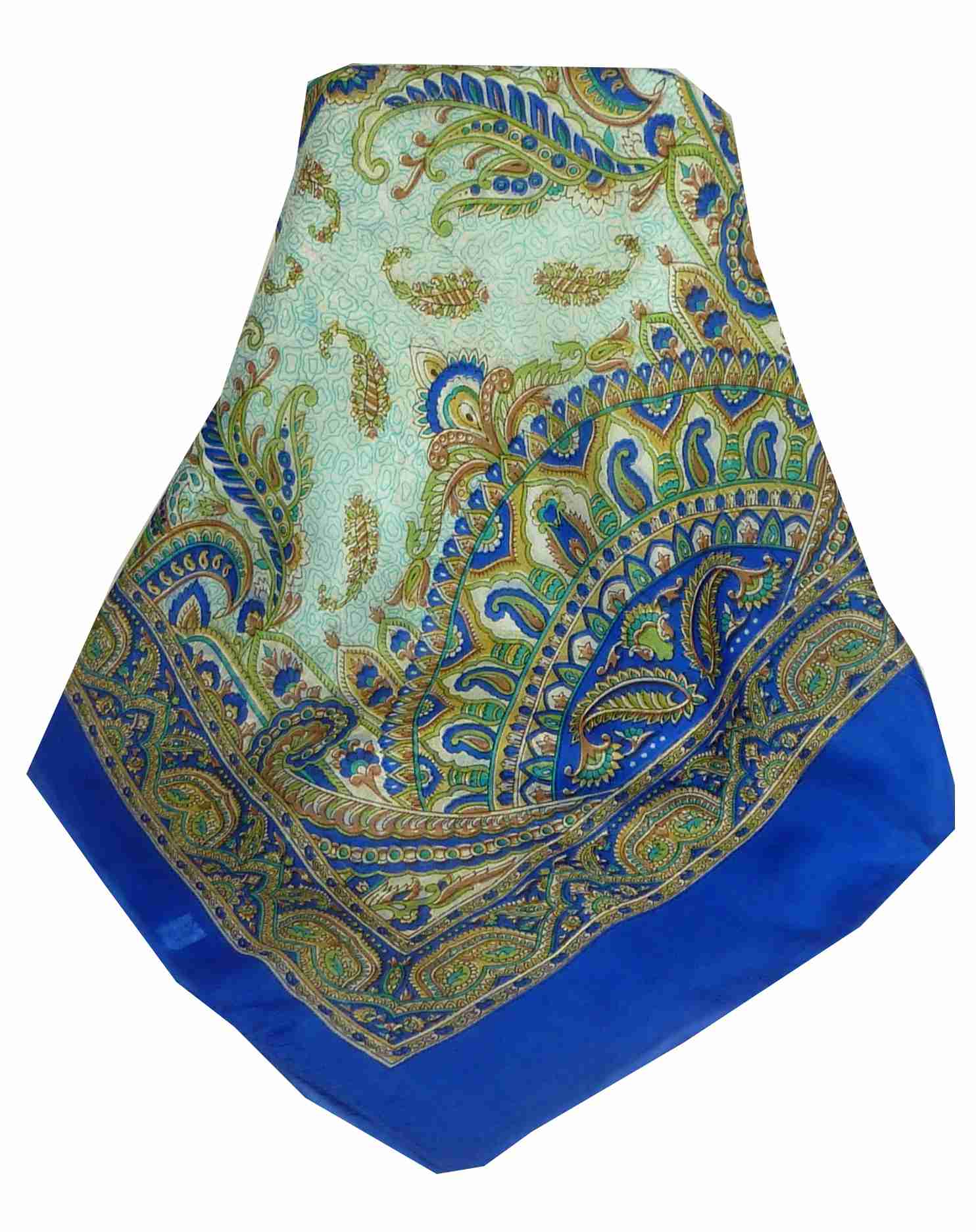 Mulberry Silk Traditional Long Scarf Safia Blue by Pashmina & Silk