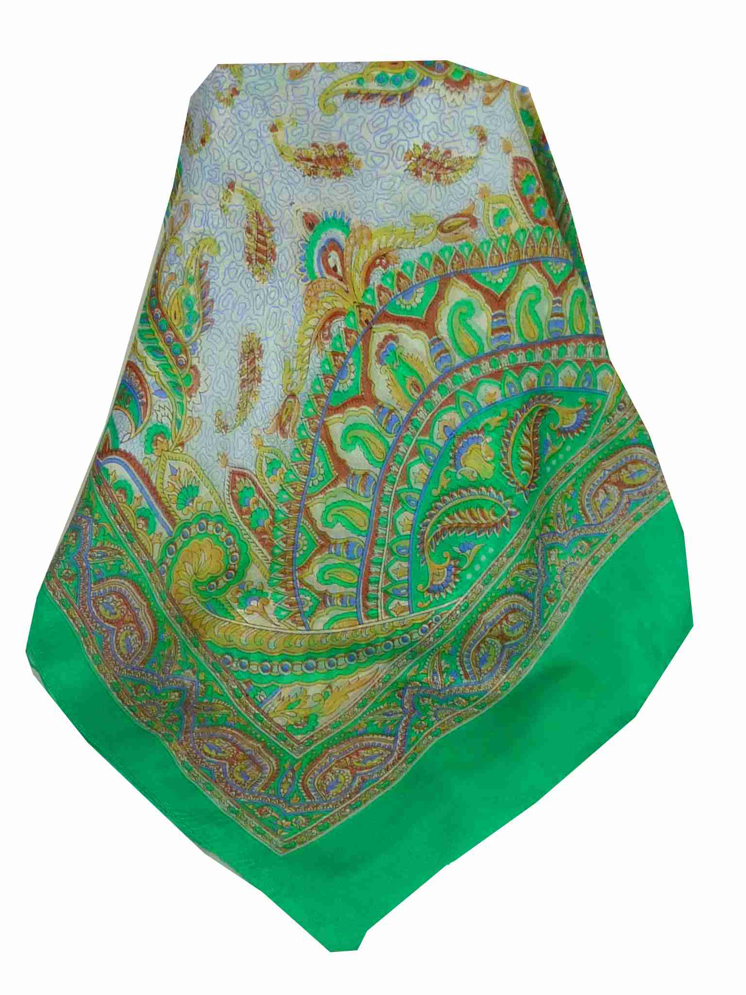 Mulberry Silk Traditional Long Scarf Safia Green by Pashmina & Silk