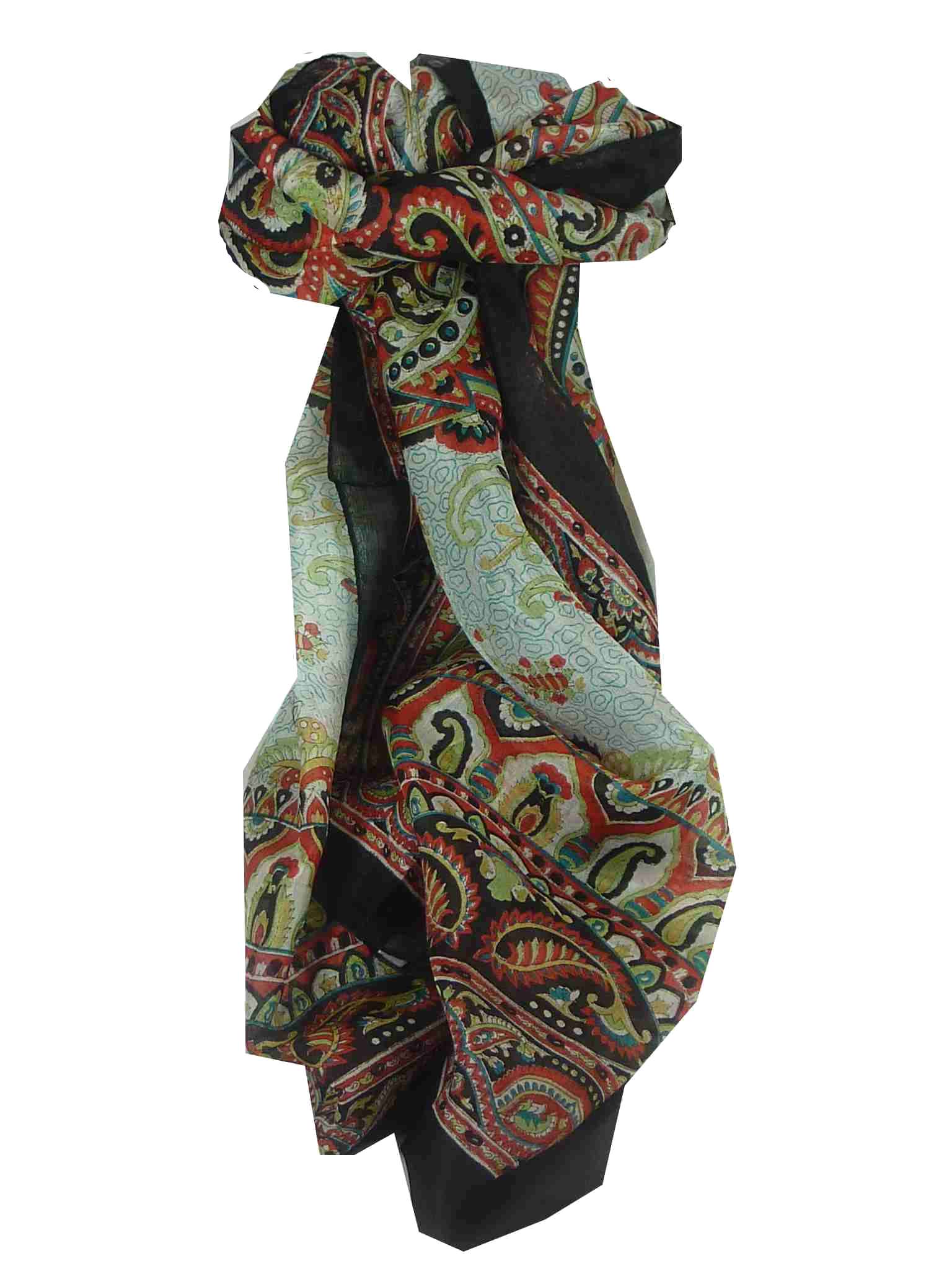 Mulberry Silk Traditional Long Scarf Safia Black by Pashmina & Silk