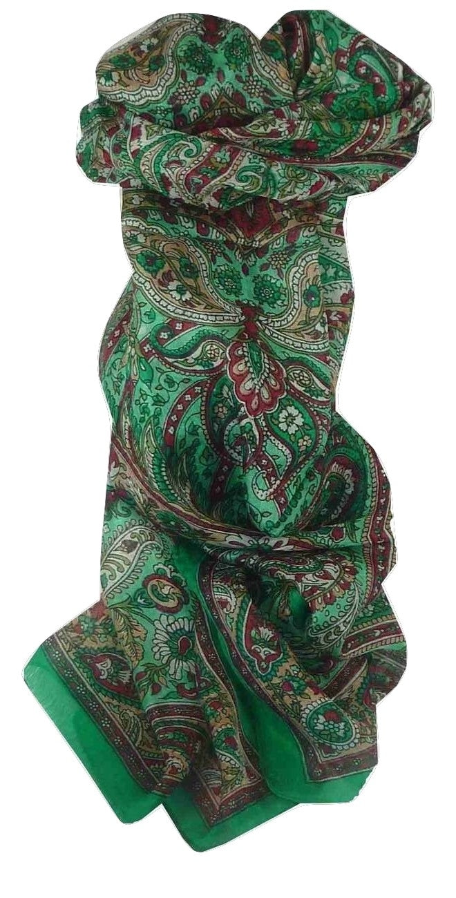 Mulberry Silk Traditional Long Scarf Sara Green by Pashmina & Silk