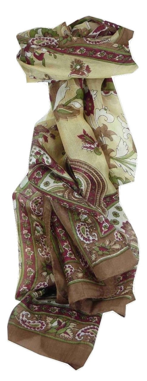 Tradizionale Sciarpa Longa di Seta Ree Caramel di Pashmina & Silk