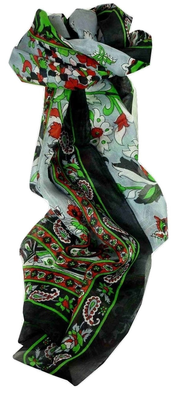 Tradizionale Sciarpa Longa di Seta Ree Black di Pashmina & Silk