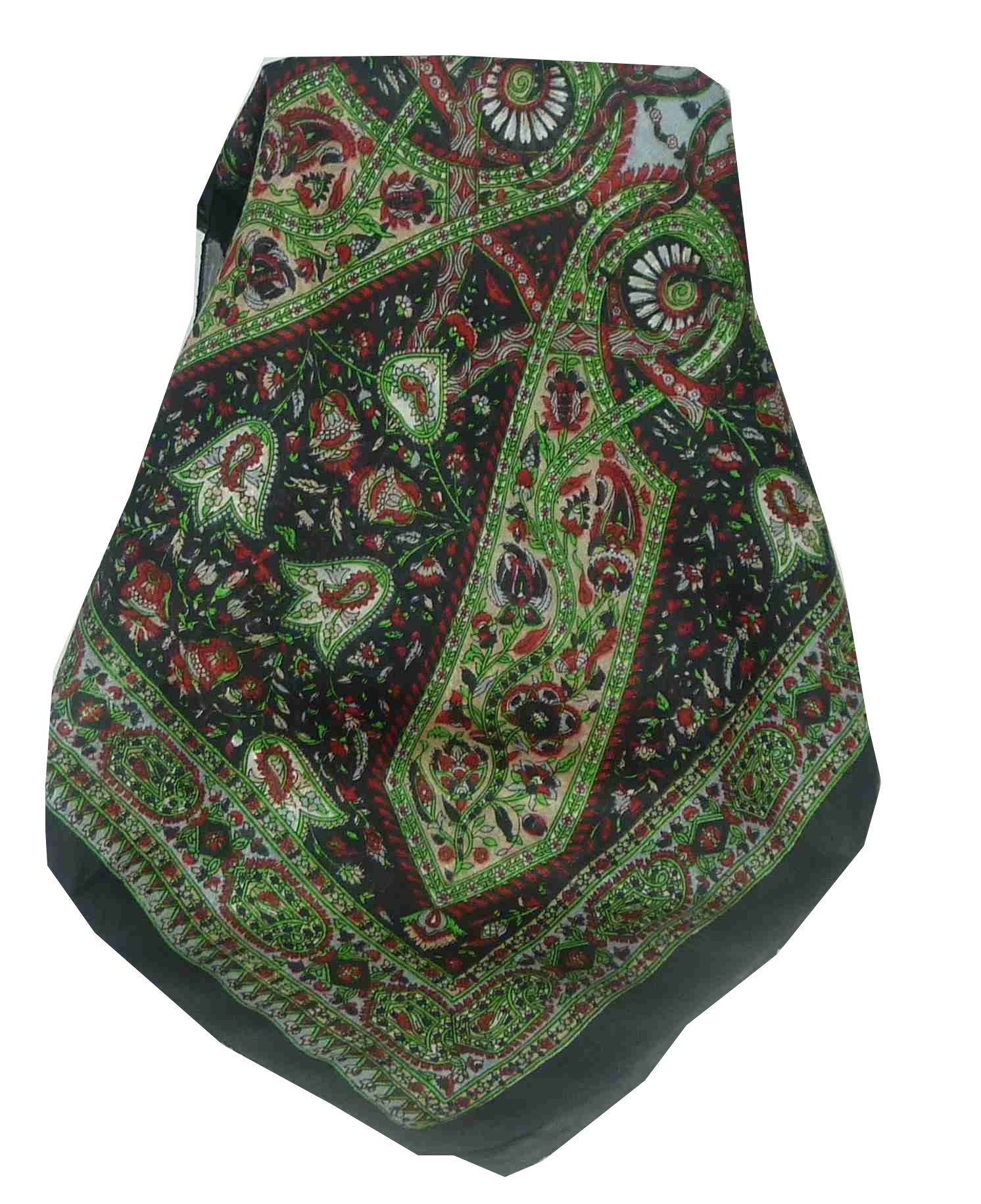 Mulberry Silk Traditional Long Scarf Reena Black by Pashmina & Silk