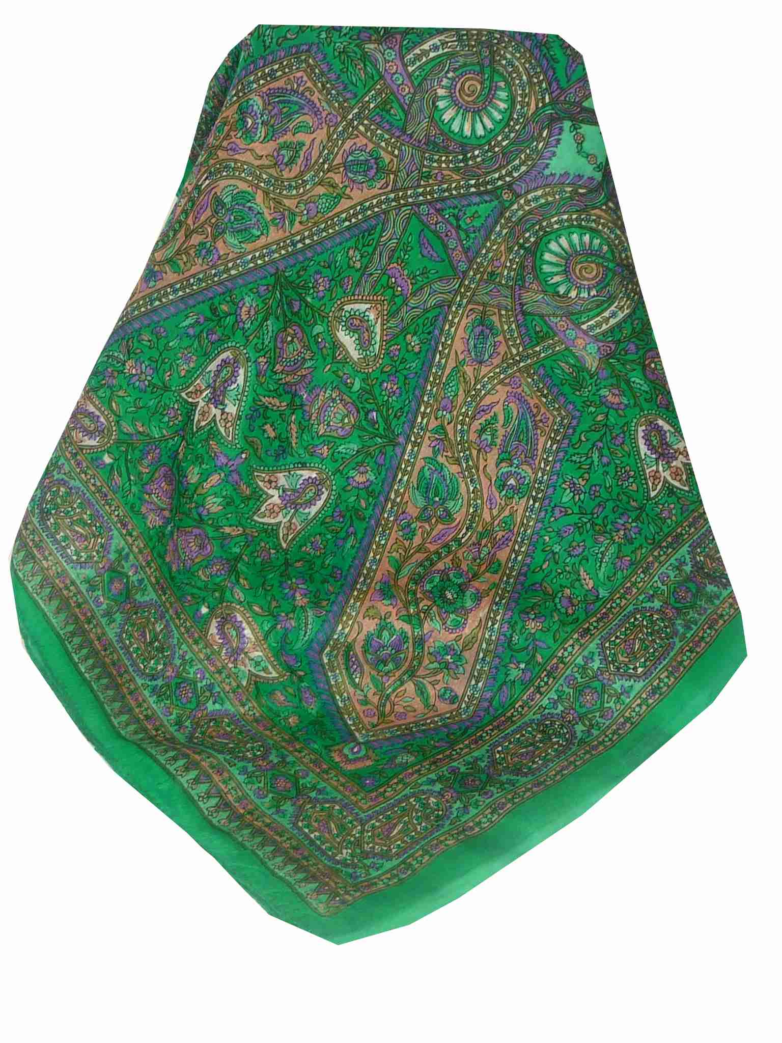 Mulberry Silk Traditional Long Scarf Reena Green by Pashmina & Silk