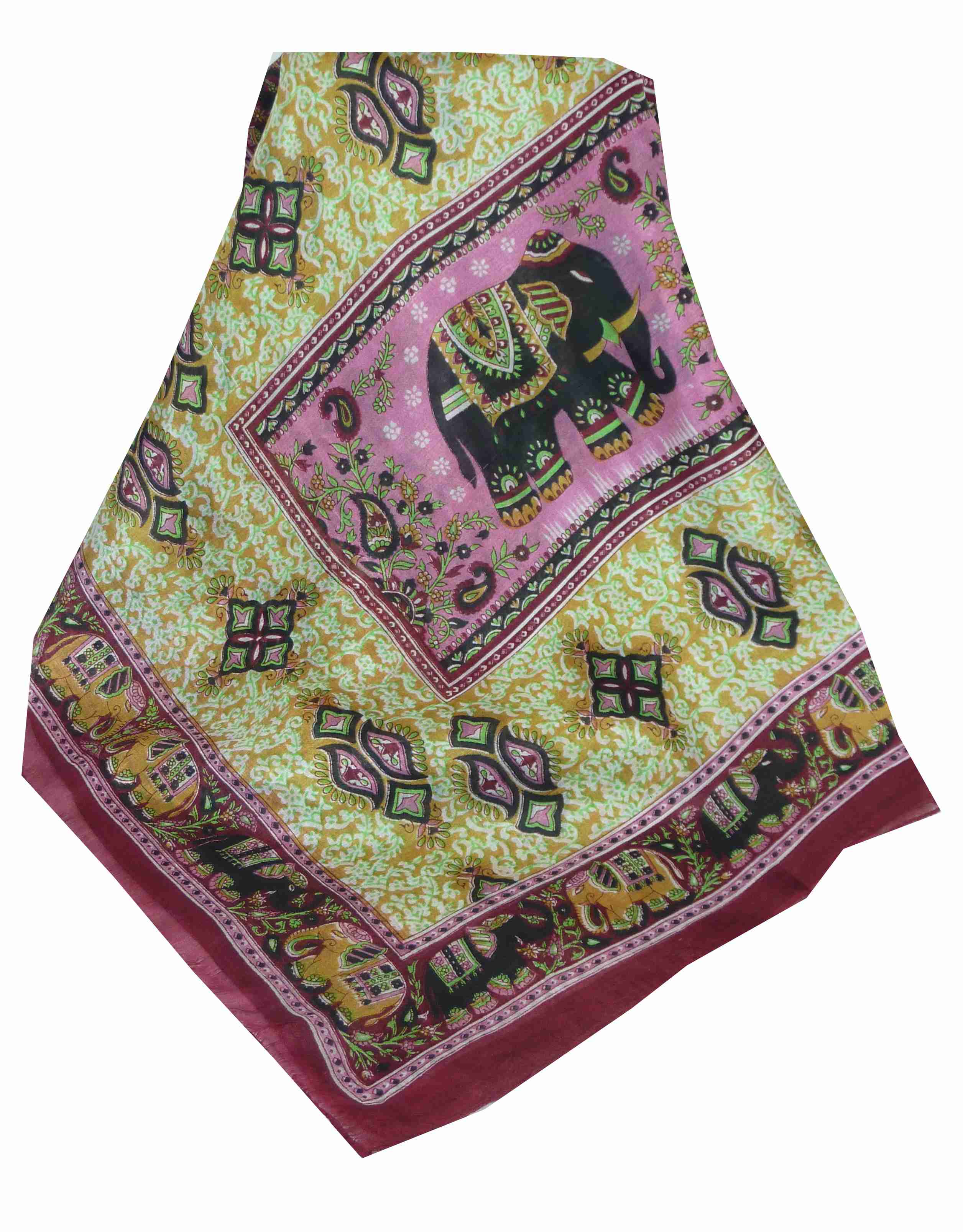 Mulberry Silk Traditional Long Scarf Rei Burgundy by Pashmina & Silk