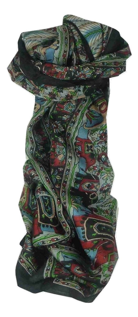 Tradizionale Sciarpa Longa di Seta Kolva Black di Pashmina & Silk