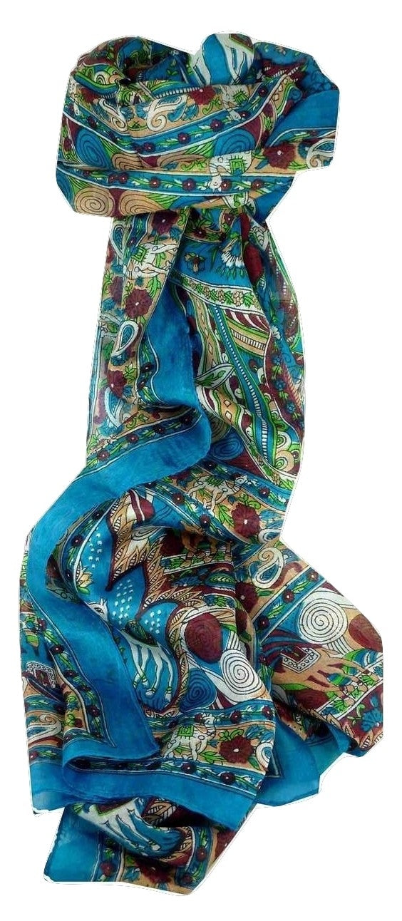 Foulard Traditional Soie de Mûrier Lina Aquamarine de Pashmina & Silk 