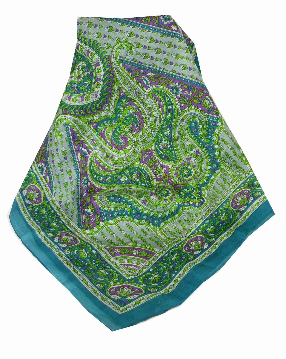 Foulard Traditional Soie de Mûrier Kaur Teal de Pashmina & Silk 