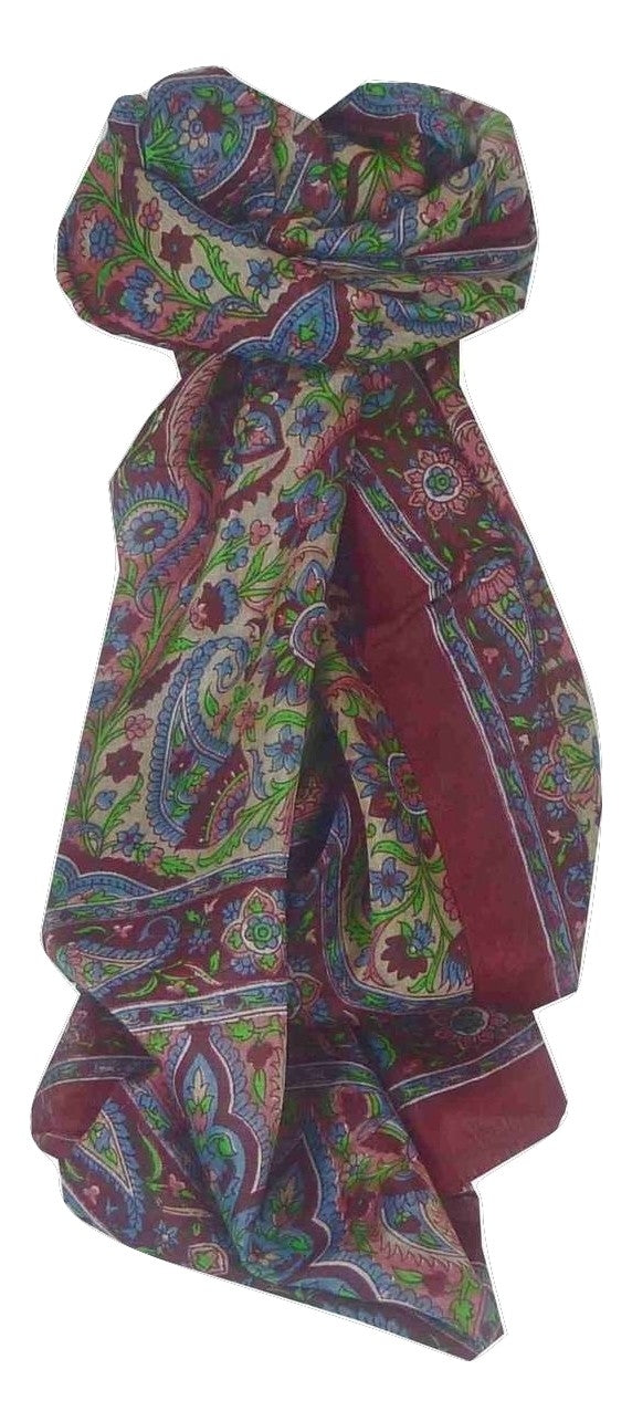 Tradizionale Sciarpa Longa di Seta Kera Wine di Pashmina & Silk