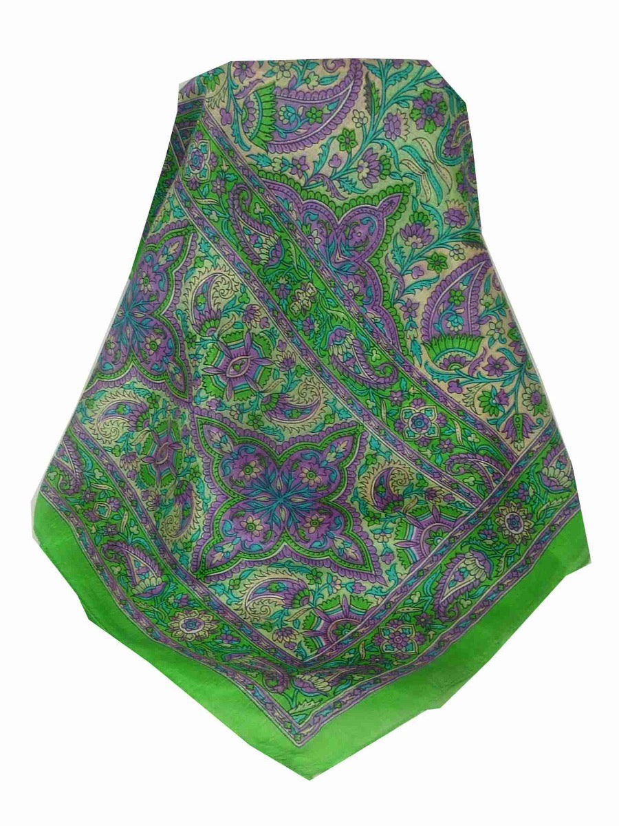 Tradizionale Sciarpa Longa di Seta Kera Lime di Pashmina & Silk