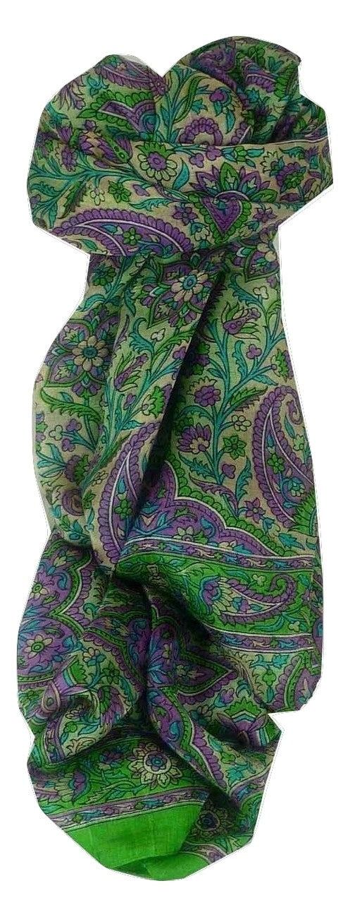 Tradizionale Sciarpa Longa di Seta Kera Lime di Pashmina & Silk