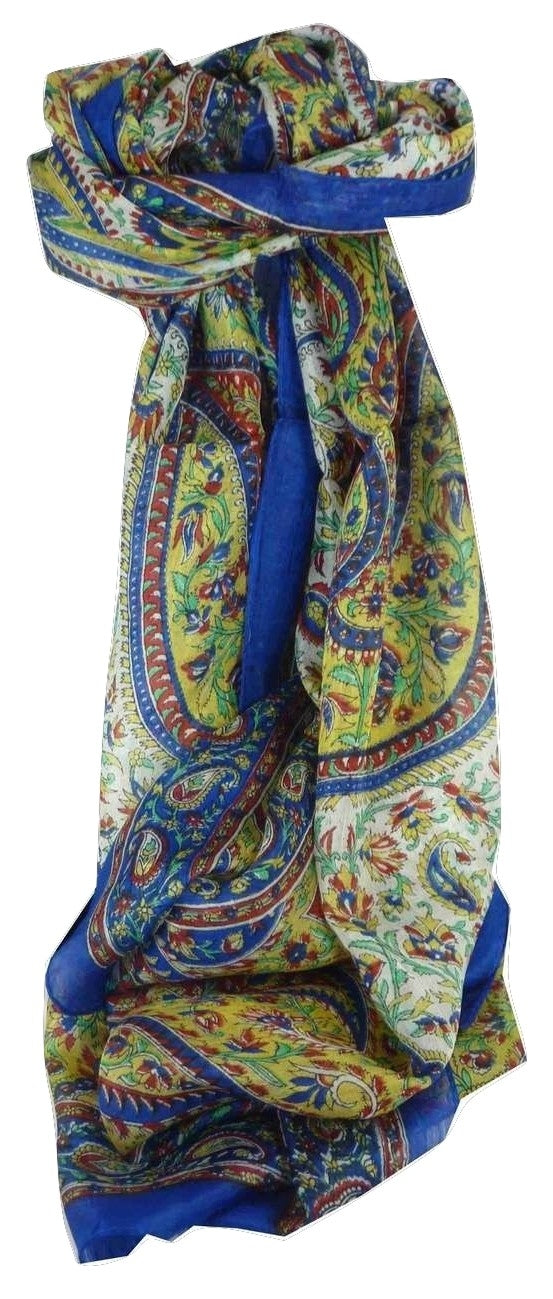 Foulard Traditional Soie de Mûrier Kaaj Blue de Pashmina & Silk 