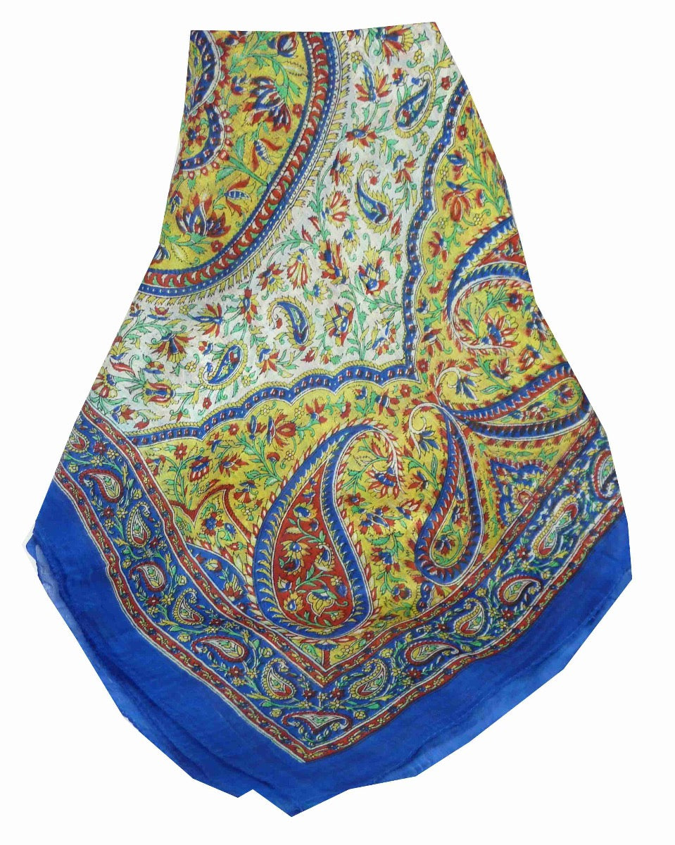 Foulard Traditional Soie de Mûrier Kaaj Blue de Pashmina & Silk 