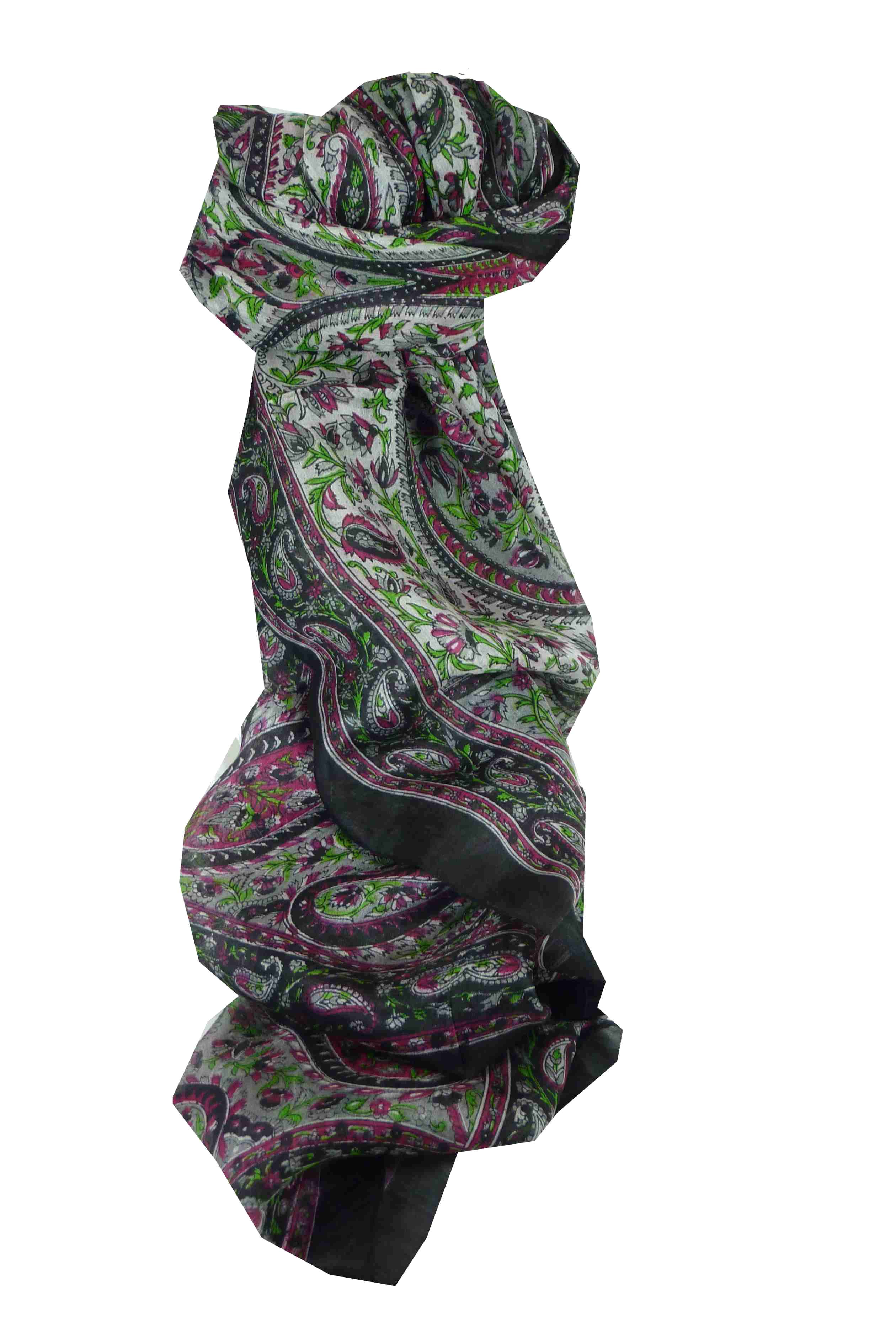 Foulard Traditional Soie de Mûrier Kaaj Black de Pashmina & Silk 