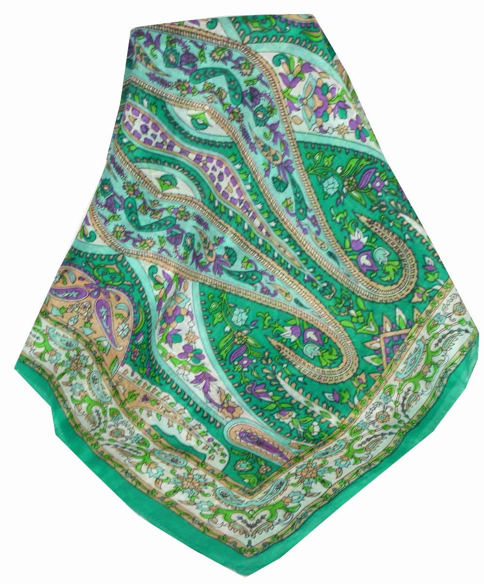 Tradizionale Sciarpa Longa di Seta Giani Teal di Pashmina & Silk