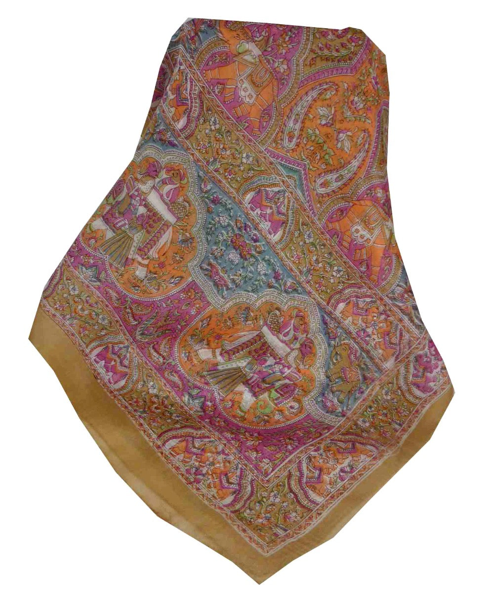 Foulard Traditional Soie de Mûrier Eela Caramel de Pashmina & Silk 