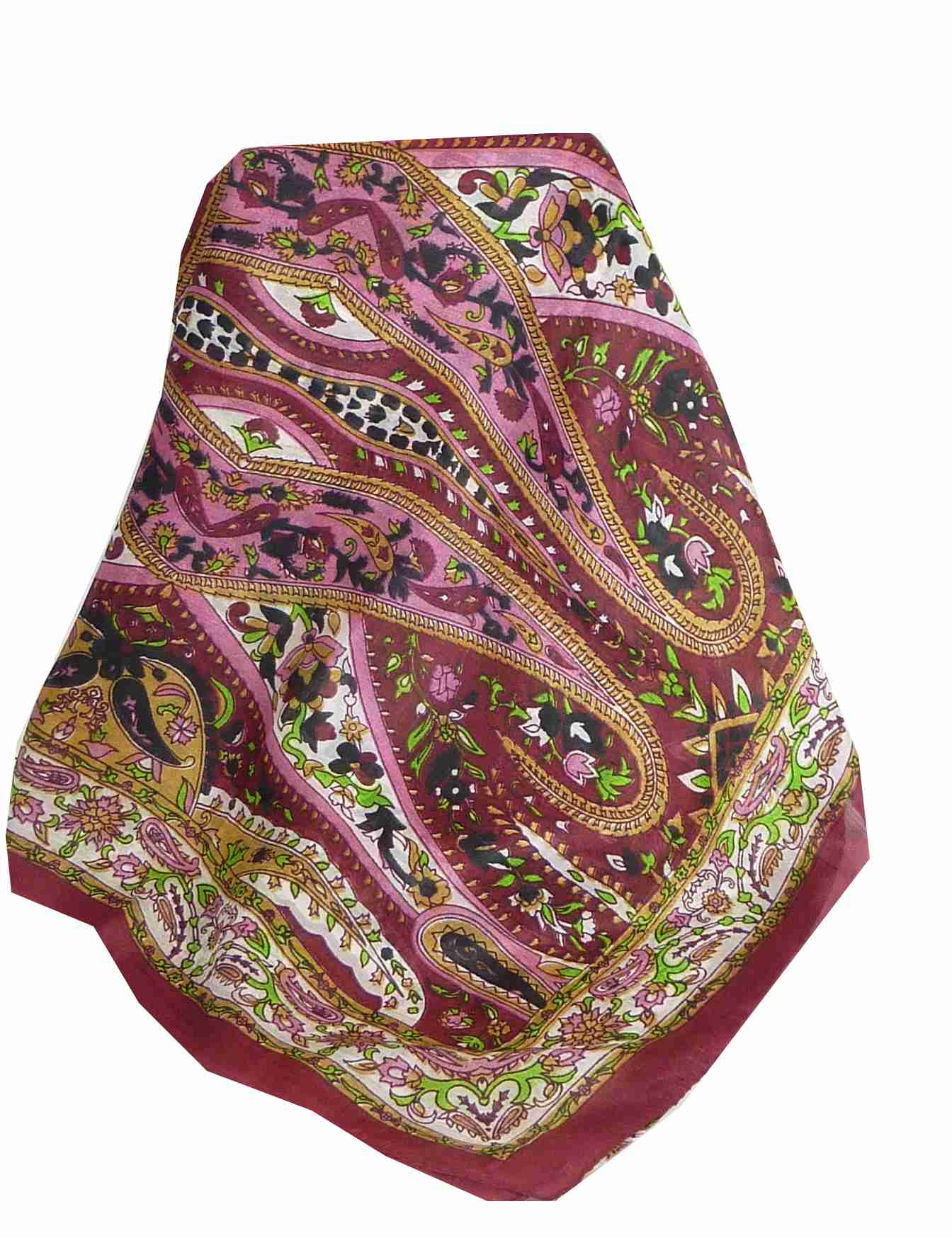 Foulard Traditional Soie de Mûrier Yola Wine de Pashmina & Silk 