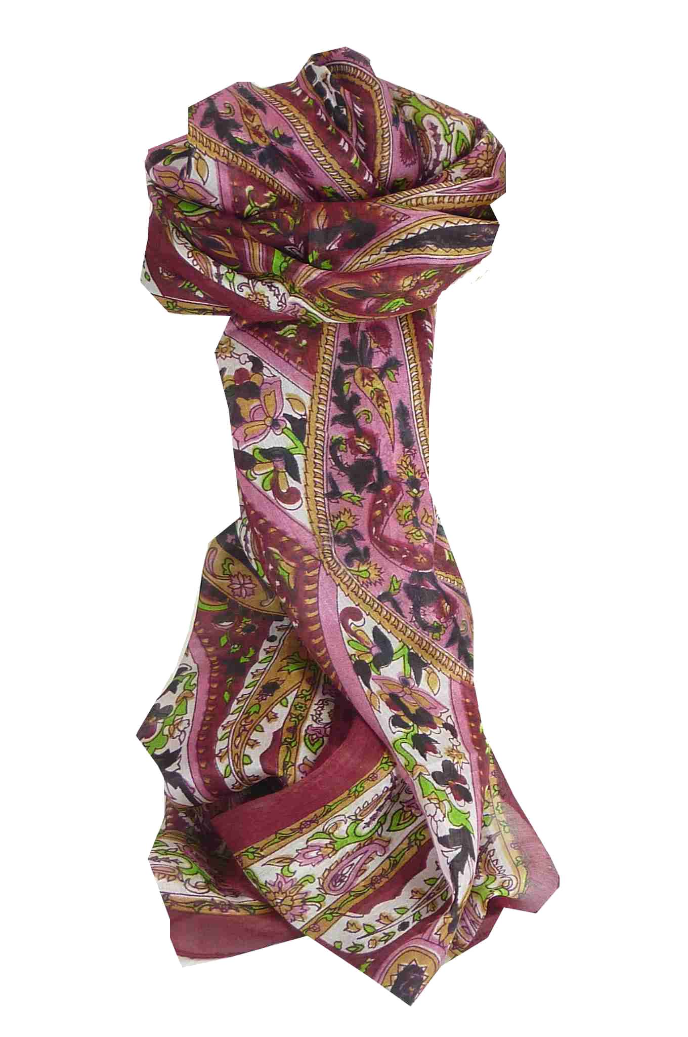 Foulard Traditional Soie de Mûrier Yola Wine de Pashmina & Silk 