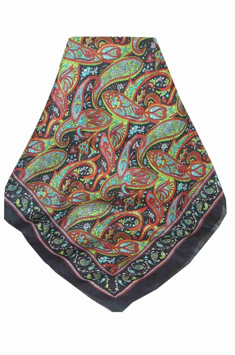Mulberry Silk Traditional Long Scarf Jald Black by Pashmina & Silk