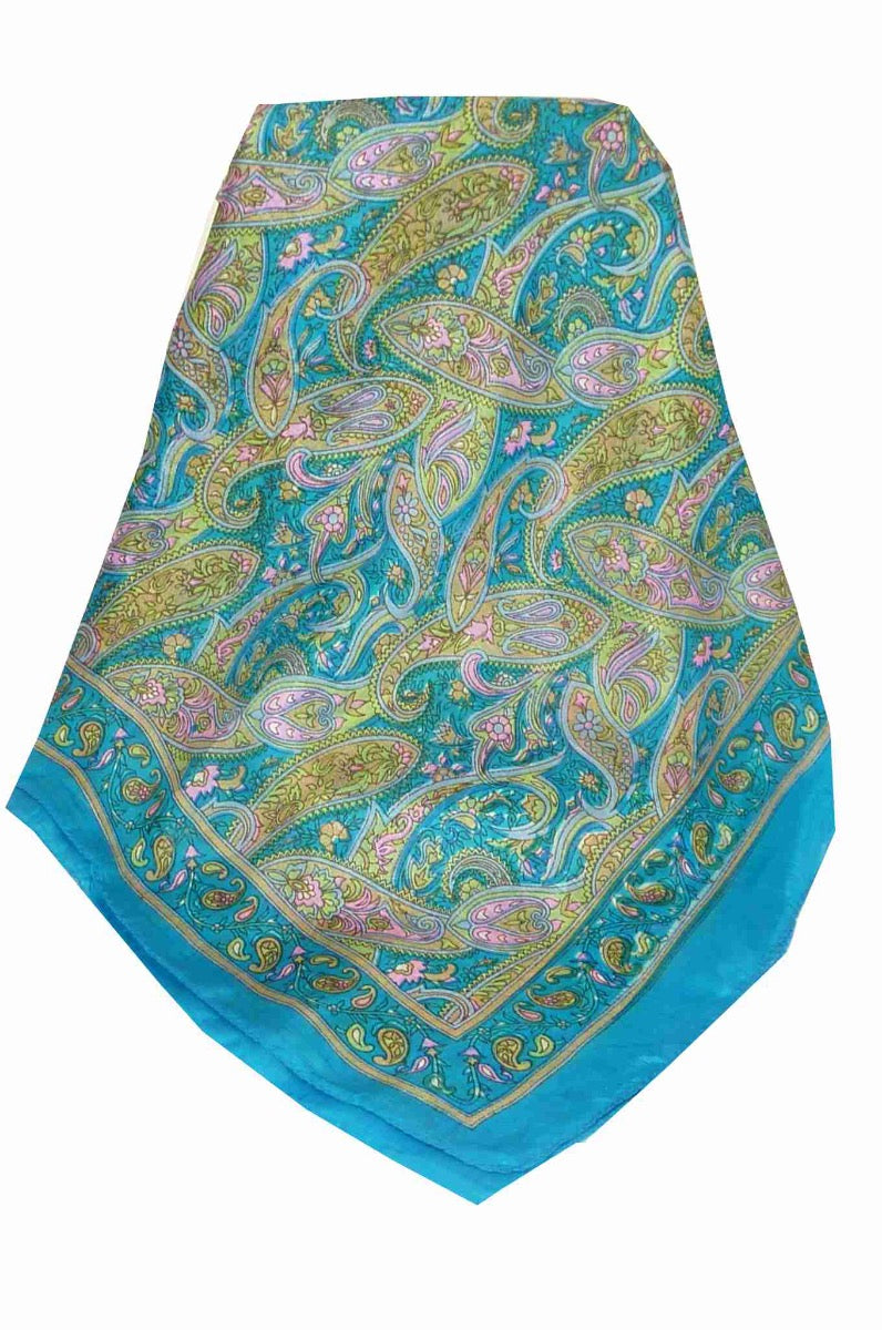 Mulberry Silk Traditional Long Scarf Jald Aquamarine by Pashmina & Silk