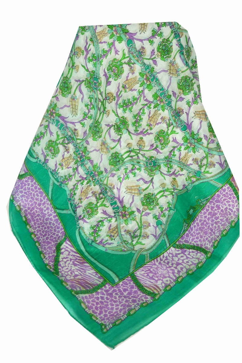 Tradizionale Sciarpa Longa di Seta Bijul Green di Pashmina & Silk