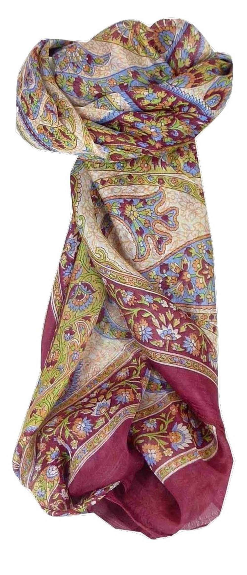 Mulberry Silk Traditional Square Scarf Kambi Teal by Pashmina & Silk