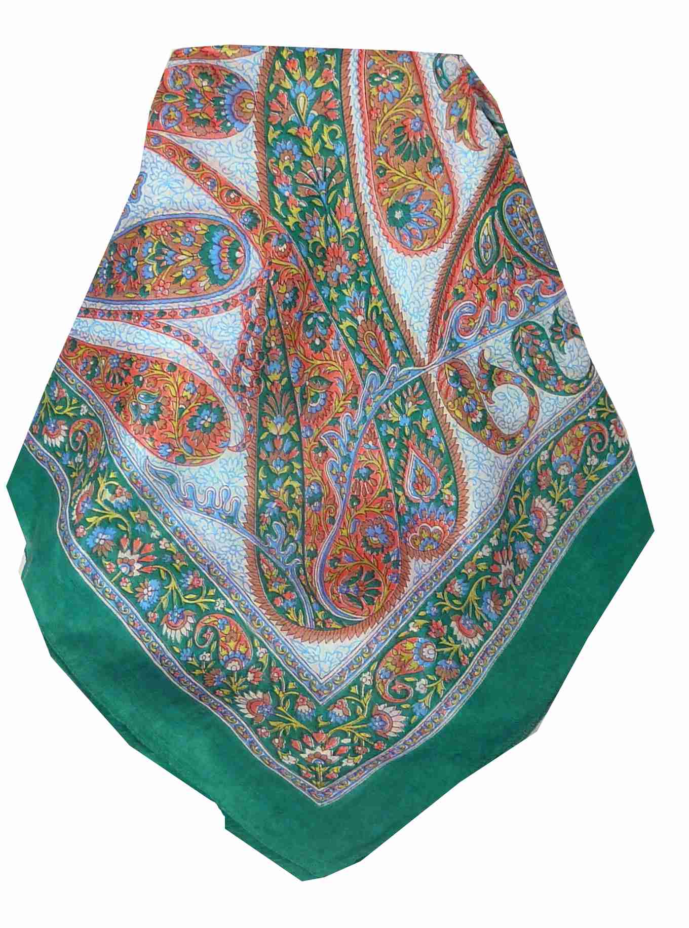 Tradizionale Sciarpa Quadrata di Seta Hindon Teal di Pashmina & Silk