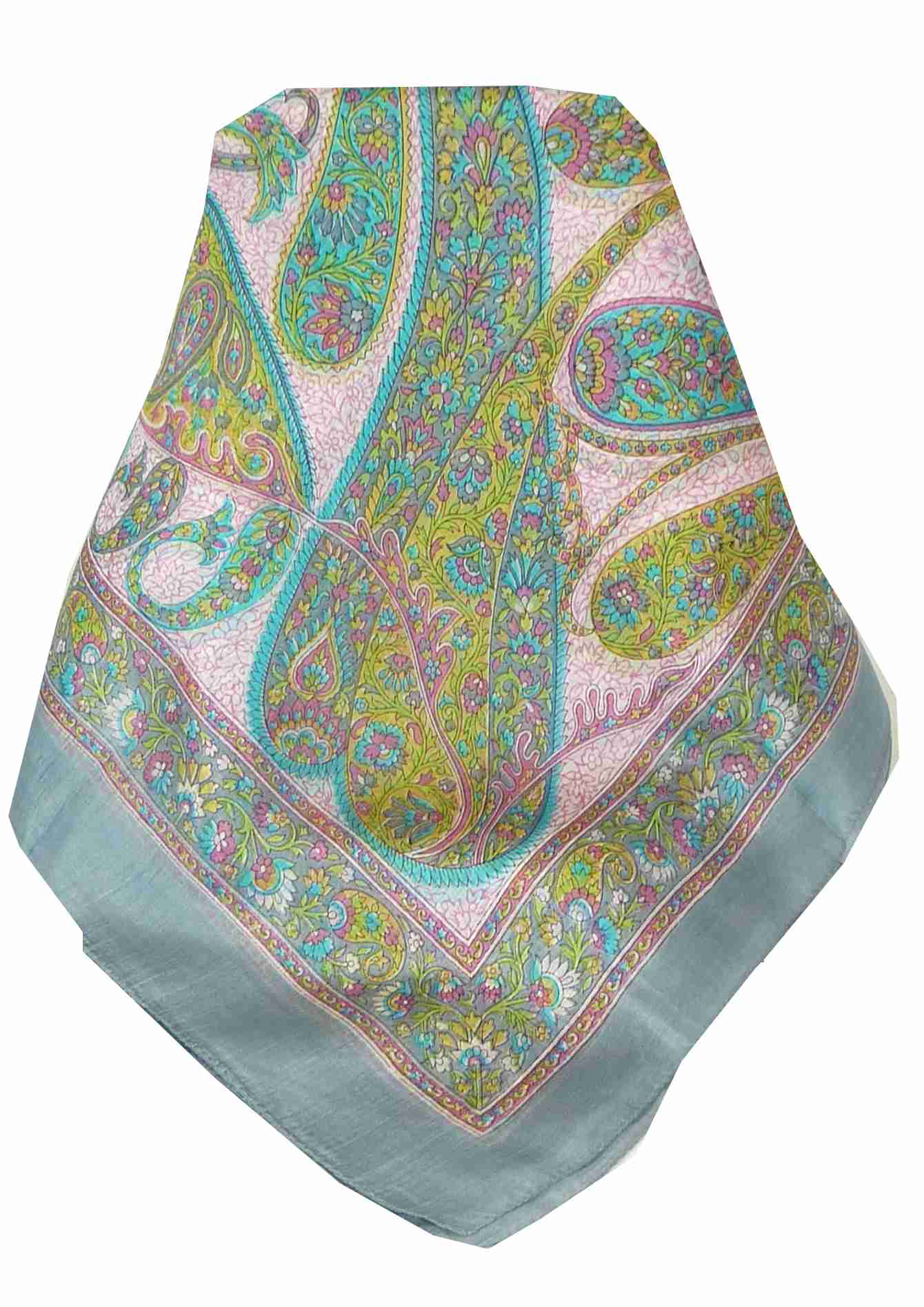 Tradizionale Sciarpa Quadrata di Seta Hindon Quartz di Pashmina & Silk