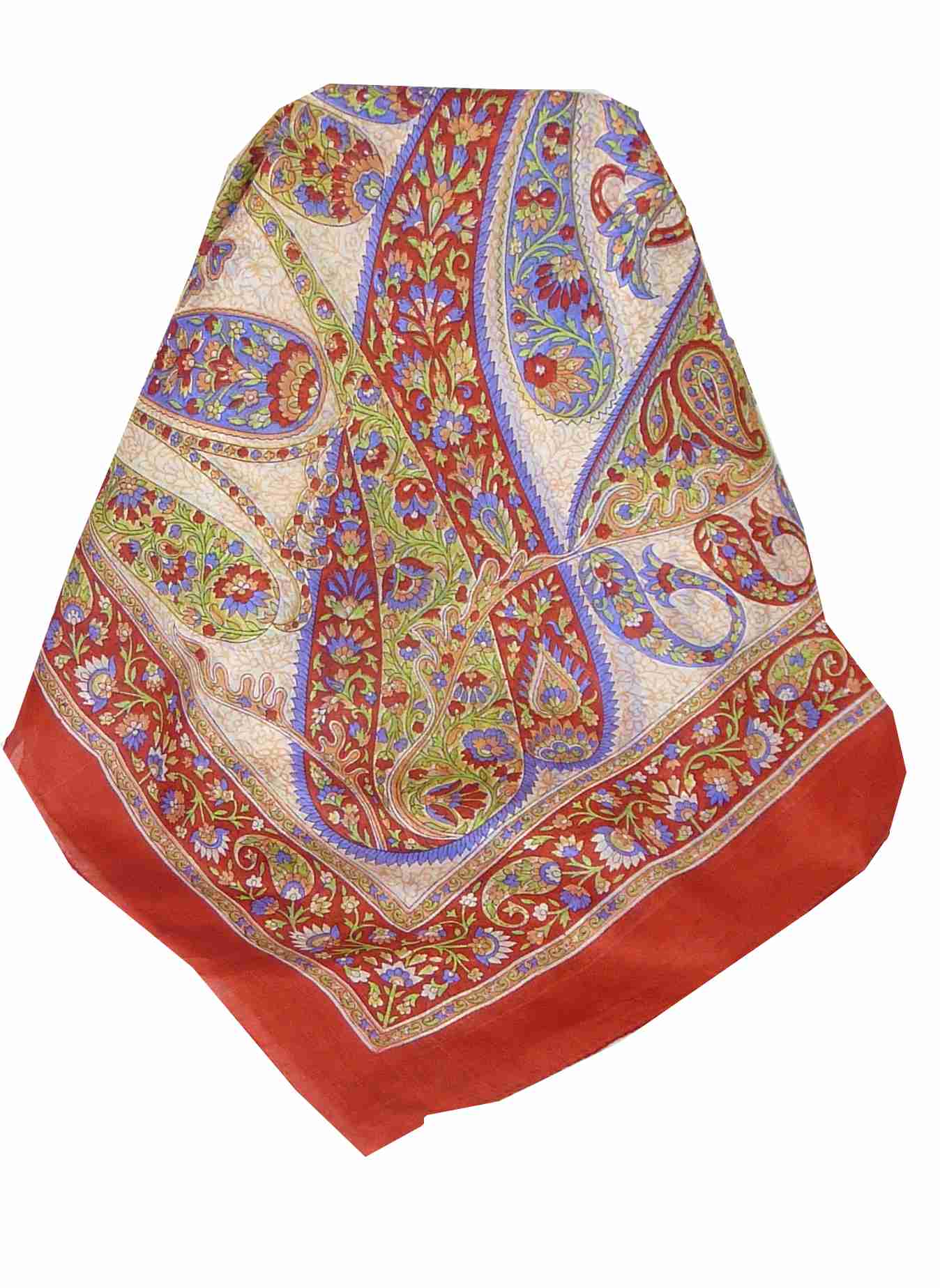 Tradizionale Sciarpa Quadrata di Seta Hindon Red di Pashmina & Silk