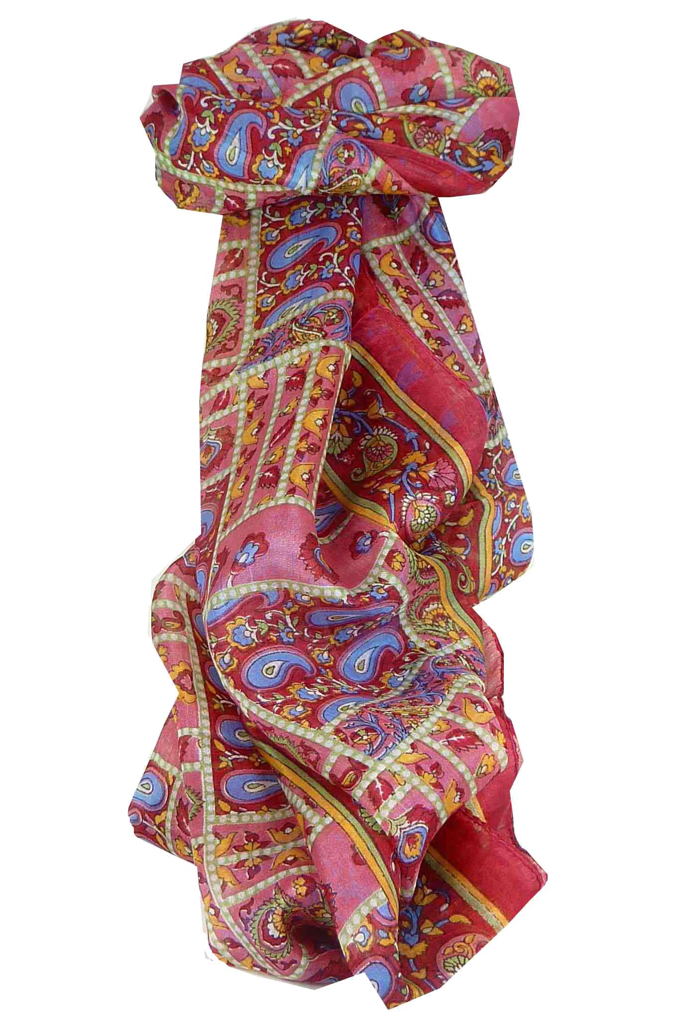 Tradizionale Sciarpa Longa di Seta Chenab Cherry di Pashmina & Silk