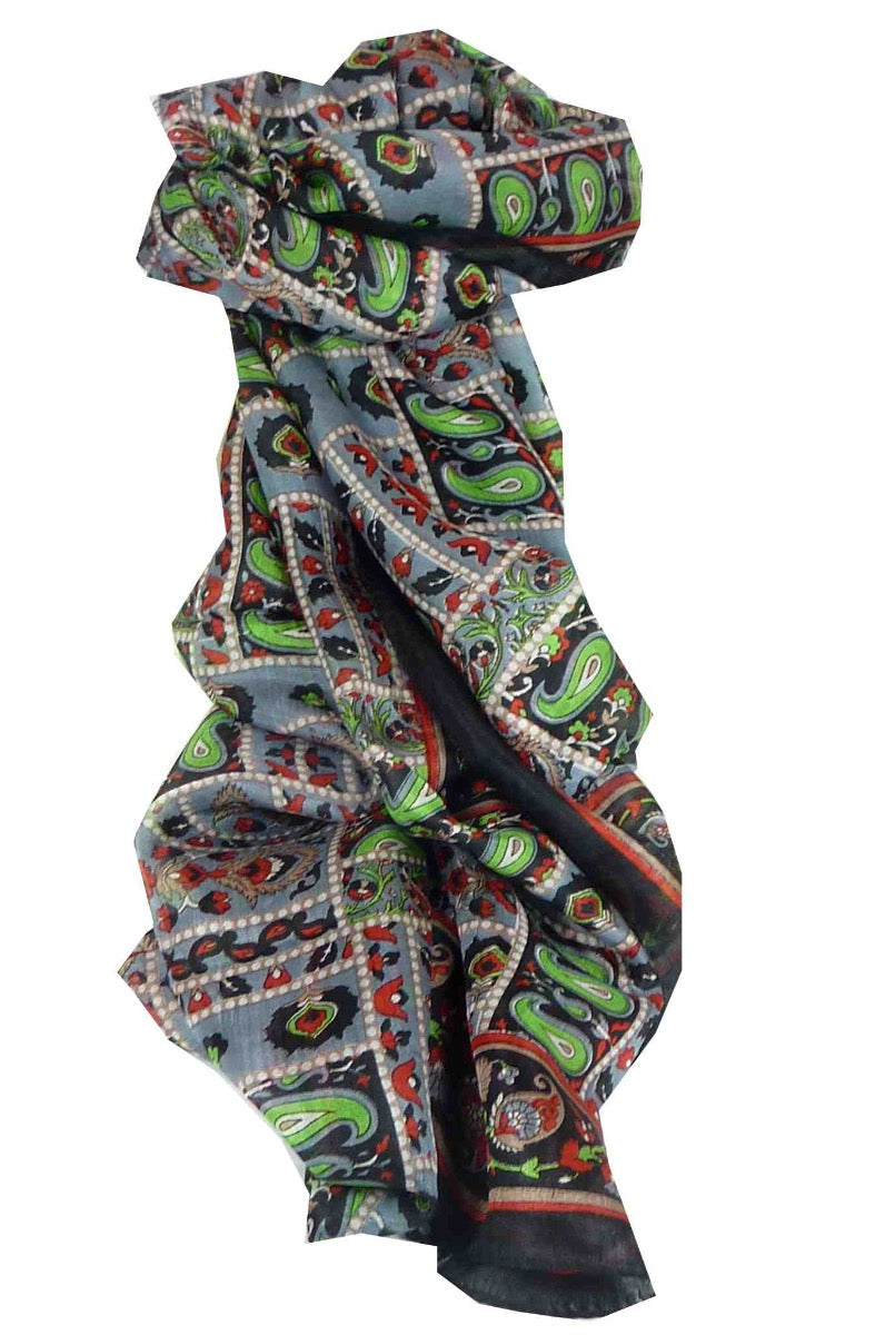 Tradizionale Sciarpa Longa di Seta Chenab Black di Pashmina & Silk