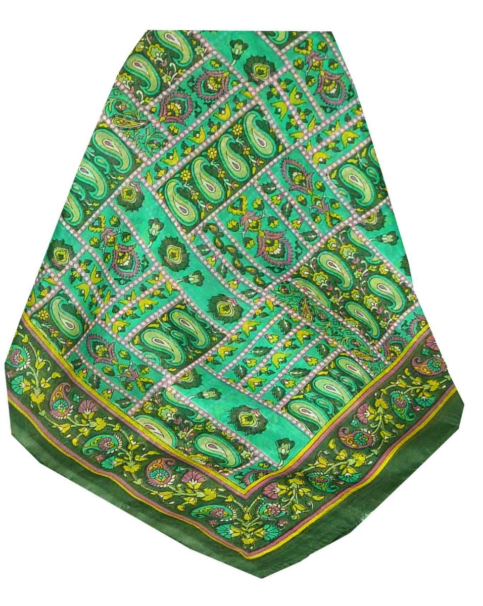 Tradizionale Sciarpa Longa di Seta Chenab Sage di Pashmina & Silk