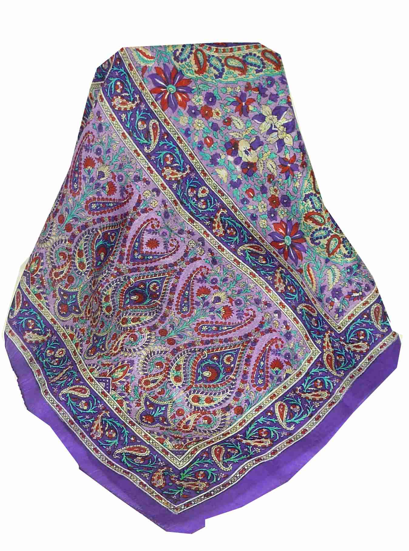 Mulberry Silk Traditional Long Scarf Purna Violet by Pashmina & Silk