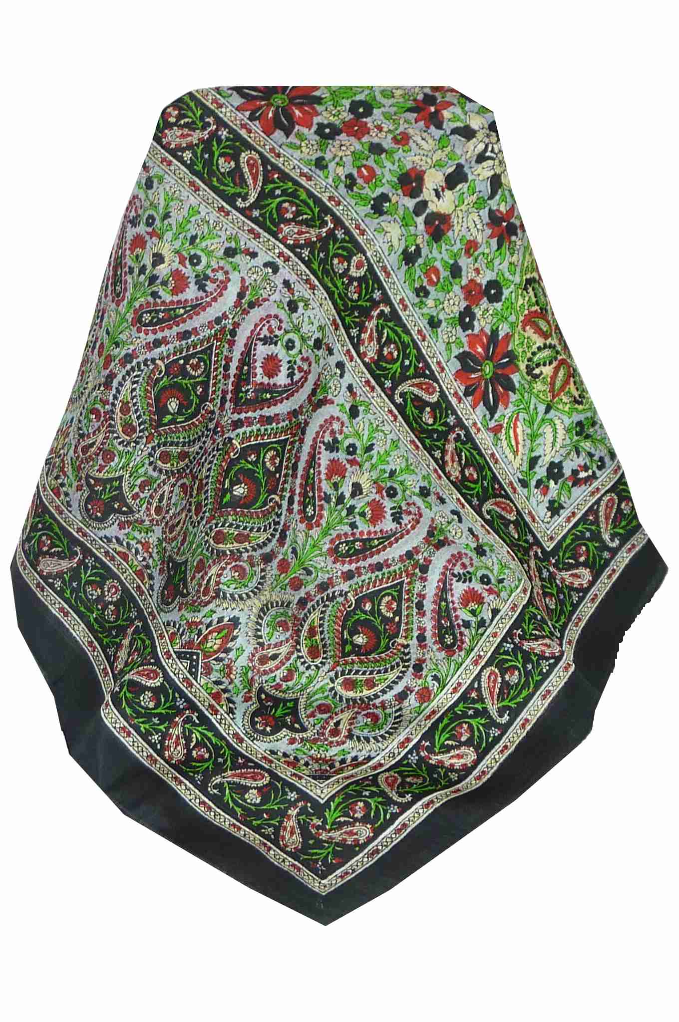 Mulberry Silk Traditional Long Scarf Purna Black by Pashmina & Silk