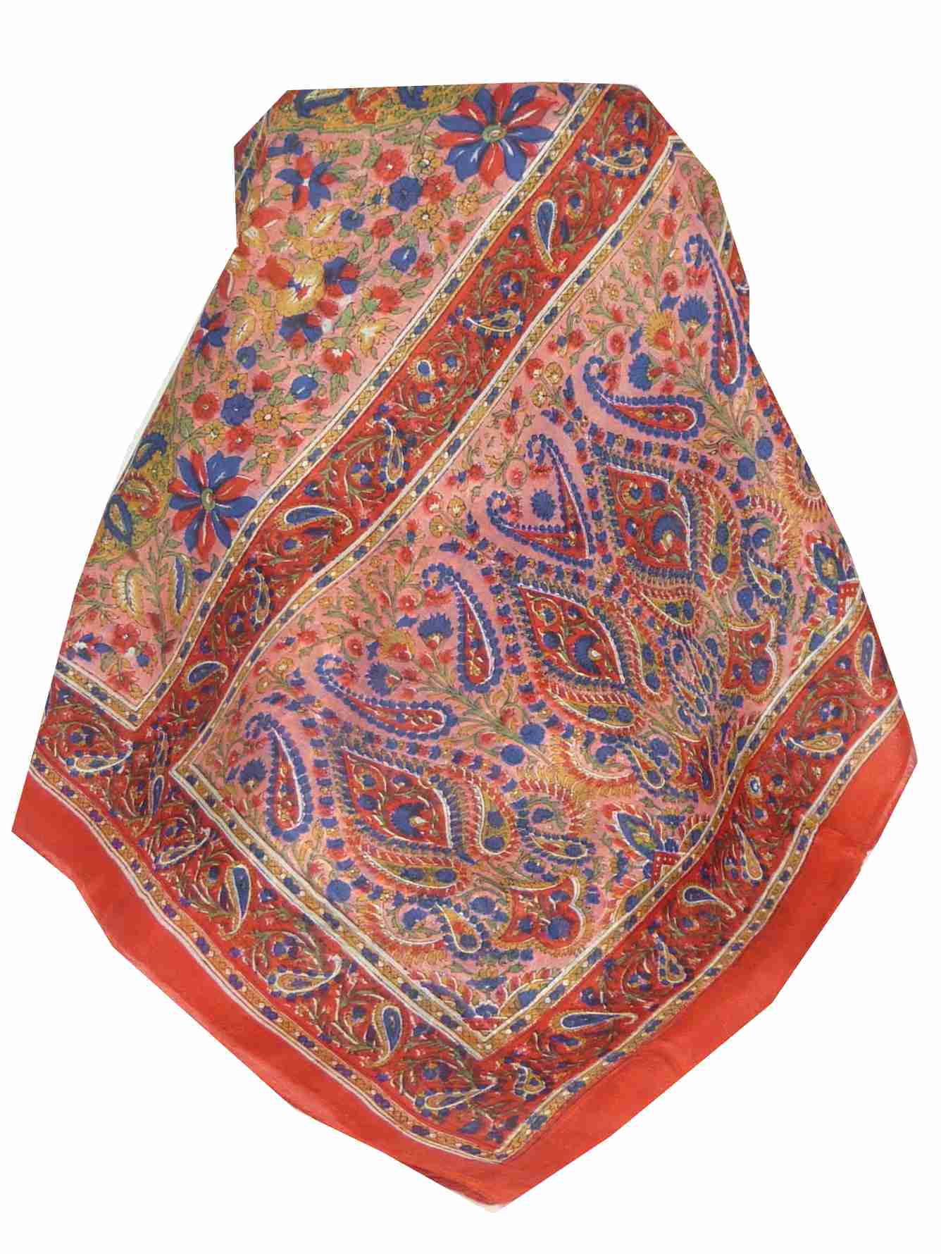 Mulberry Silk Traditional Long Scarf Purna Red by Pashmina & Silk