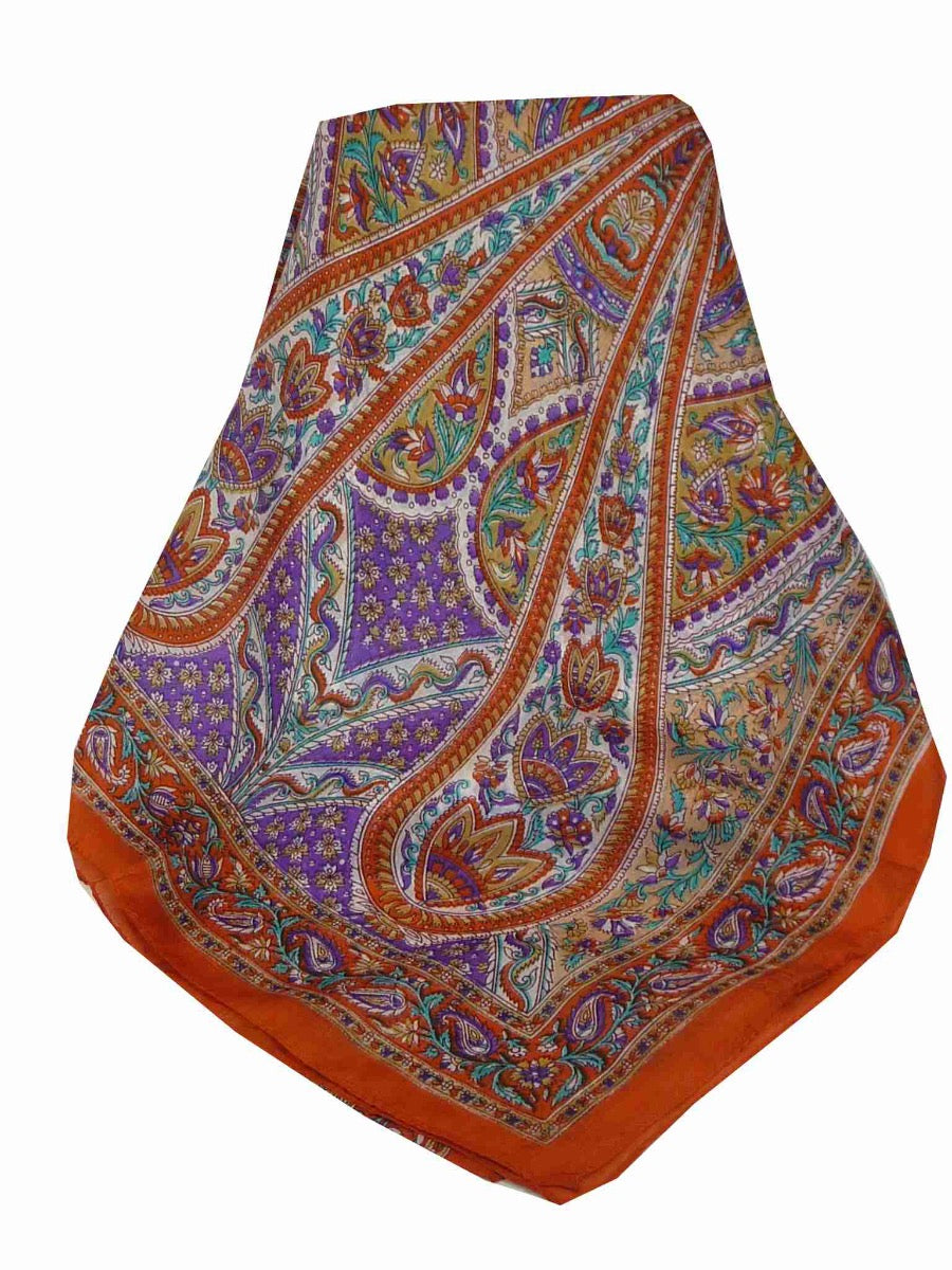 Mulberry Silk Traditional Long Scarf Celisa Tangerine by Pashmina & Silk
